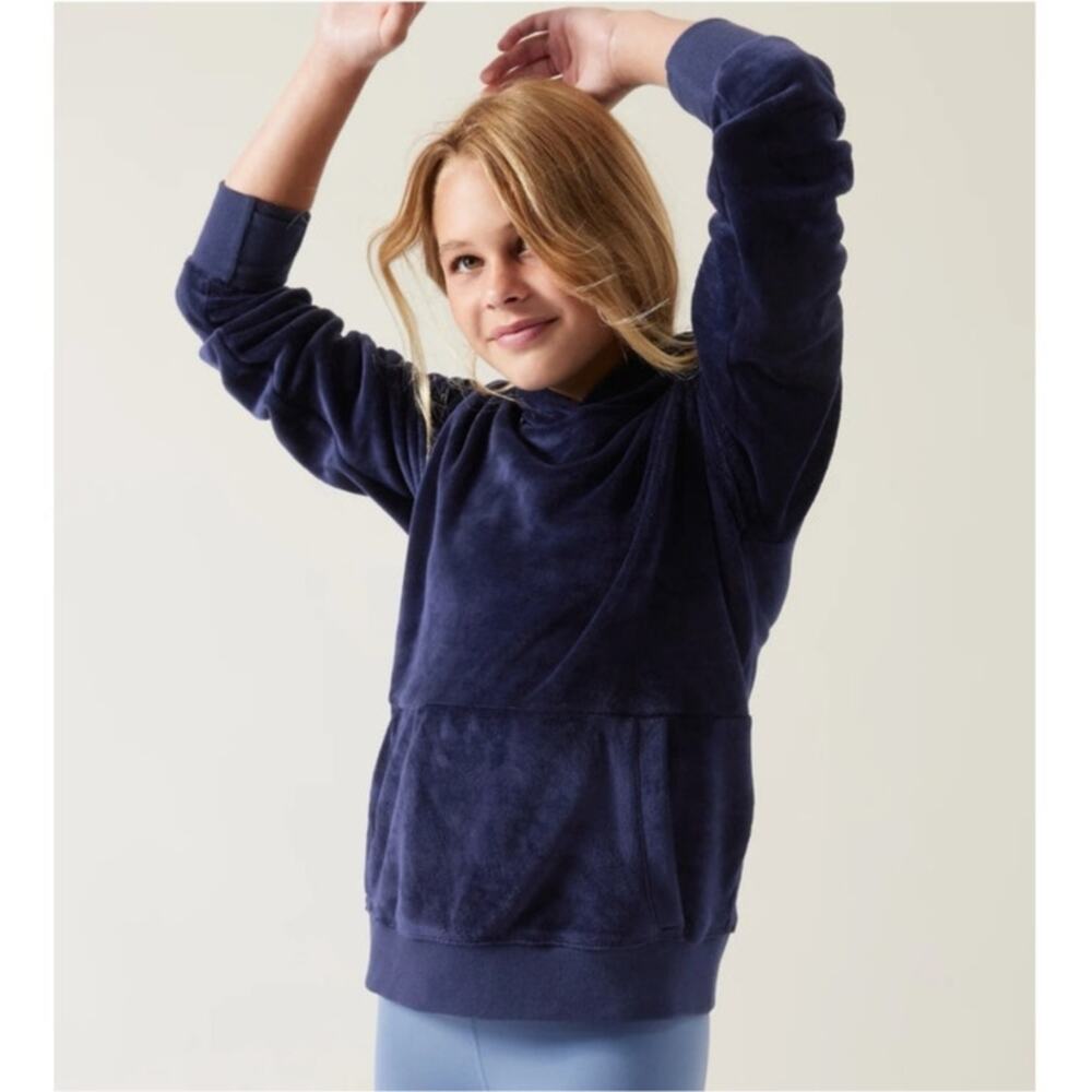 Athleta Girl Cozy Feelin' Great Plush Hoodie Sweatshirt Jacket XL/14 Blue 982584